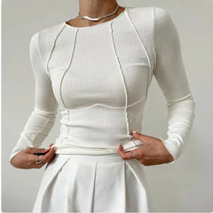 Chic Long Sleeve Split Hem Knit Top