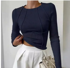 Chic Long Sleeve Split Hem Knit Top