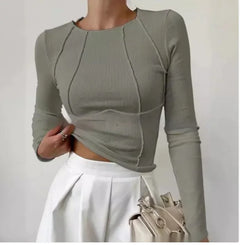 Chic Long Sleeve Split Hem Knit Top